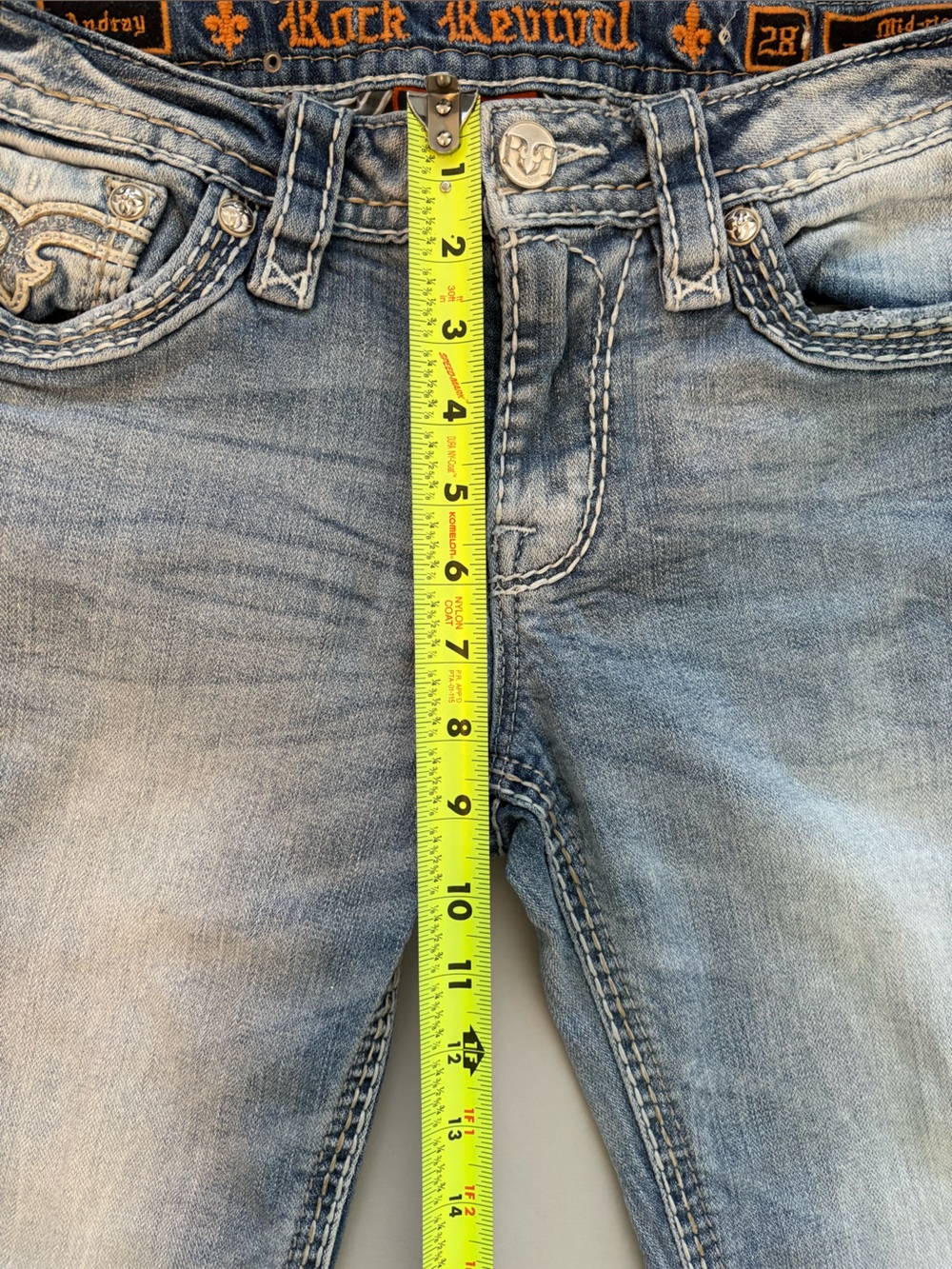 Rock Revival Audrey Jeans Women’s 28 Distressed Embellished Straight Leg - Picture 10 of 11
